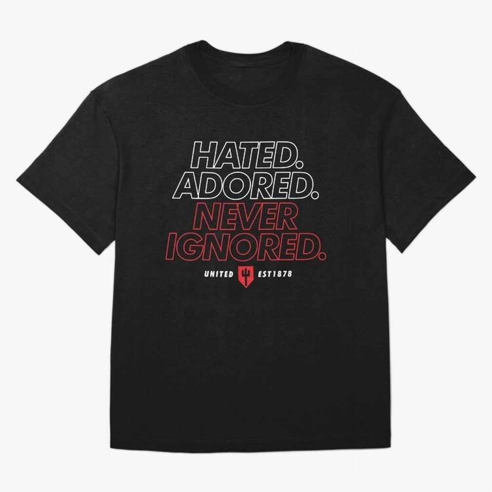 Hated, Adored, Never Ignored - Manchester United! Oversized T-Shirt Refresh FIFA World Cup 2026 USA Canada Mexico Centered on Haaland, Brazil, Portugal and Argentina Energy, Retro Football Energy, Iconic Rivalries, Trophy Chase Drama and Stadium
