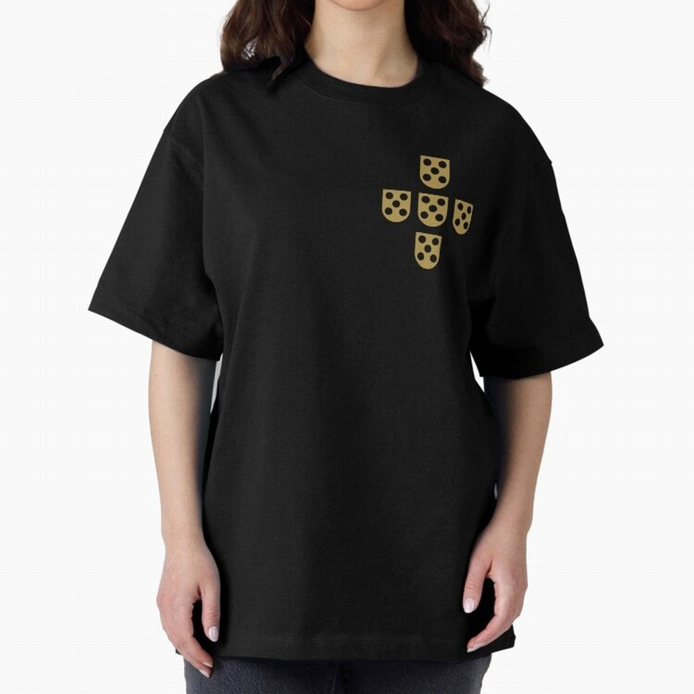 Quinas Portugal Gold B Oversized T-Shirt Make Every Kick Count in Match Day Hype around FIFA World Cup 2026 USA Canada Mexico, Haaland, Germany, Fan Favorite Moments, National Team Passion, Big Match Drama and Soccer History; Great for Supporters