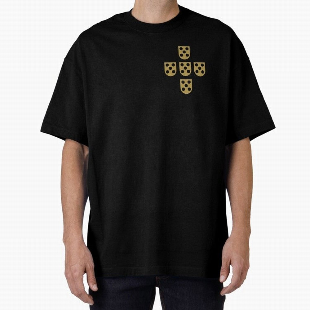 Quinas Portugal Gold B Oversized T-Shirt Make Every Kick Count in Match Day Hype around FIFA World Cup 2026 USA Canada Mexico, Haaland, Germany, Fan Favorite Moments, National Team Passion, Big Match Drama and Soccer History; Great for Supporters