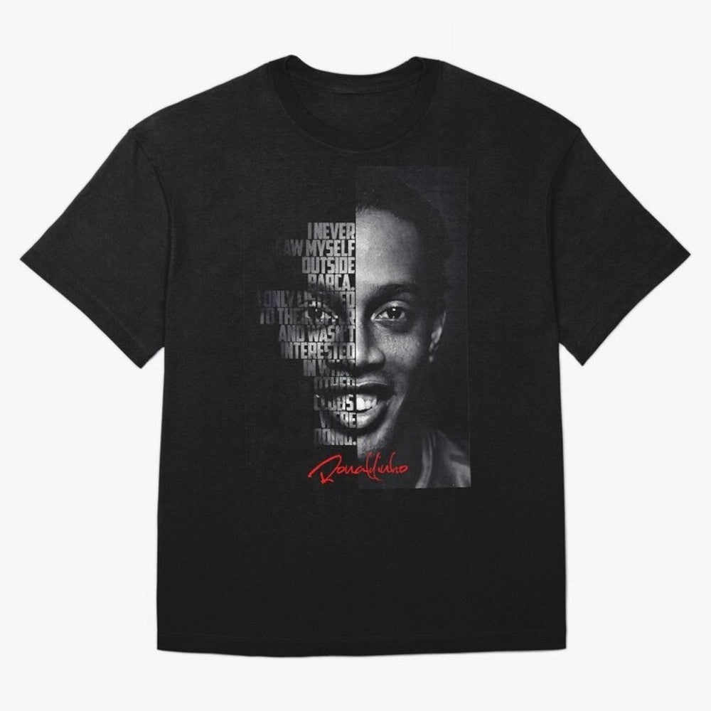 Black and white Ronaldinho quote. Oversized T-Shirt Join Global Football Passion for FIFA World Cup 2026 USA Canada Mexico, Centered on CR7 and Messi, Portugal, Sports Nostalgia, International Competition, Famous Players and Unforgettable