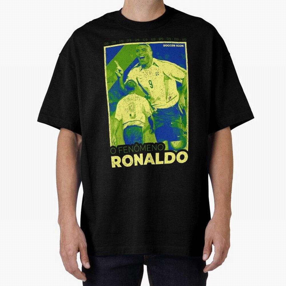 Ronaldo - Street Art - Soccer Icons Oversized T-Shirt Honor the Football Icons of Global Football Passion for FIFA World Cup 2026 USA Canada Mexico, Capturing Mbappe, Brazil, Portugal and Argentina, Sports Nostalgia, International Competition,