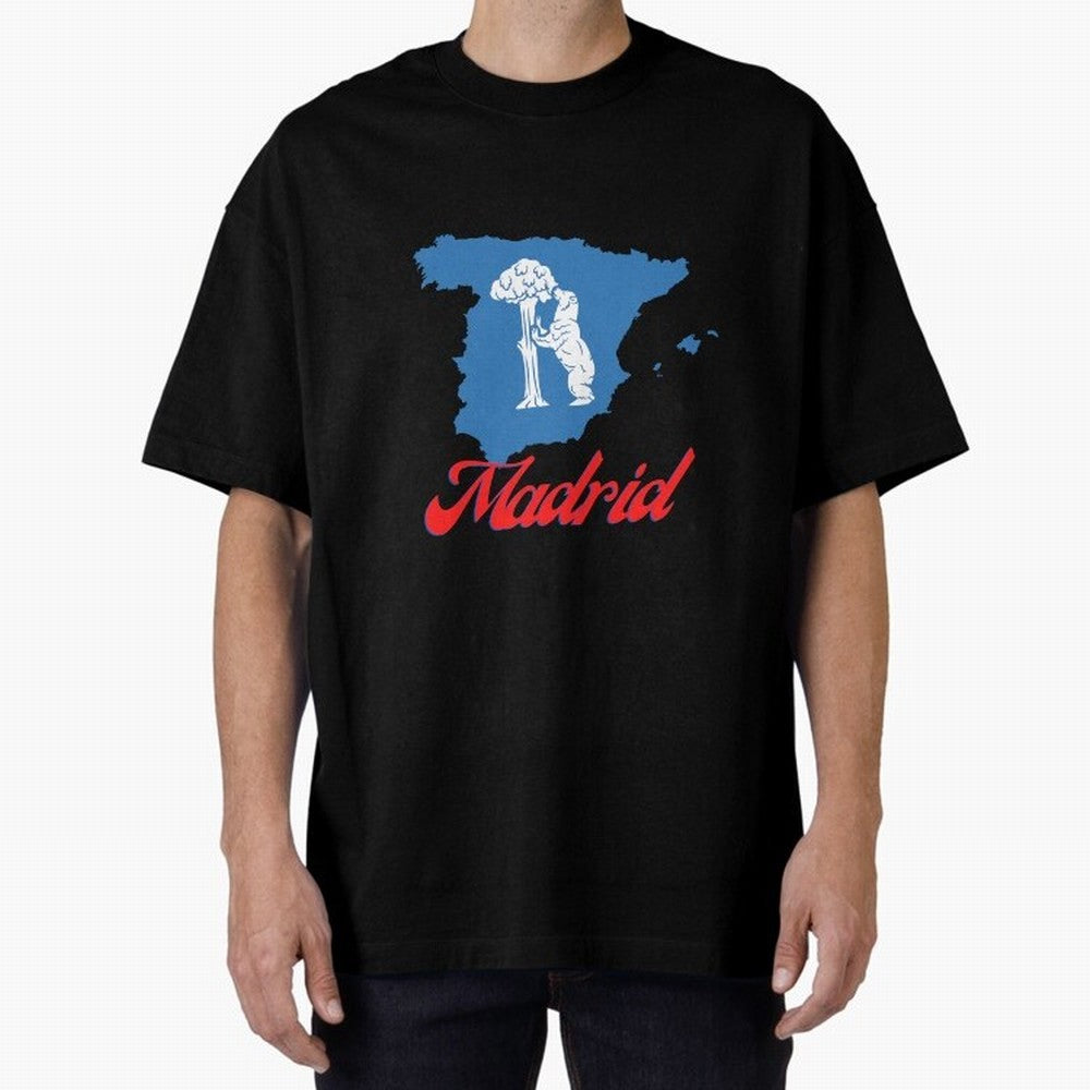 Madrid Bear Strawberry Tree Oversized T-Shirt Celebrate the Magic of FIFA World Cup 2026 USA Canada Mexico for Fans of Messi, Neymar and Mbappe and Argentina, Bringing Football Festival Excitement, Trophy Ambitions, Country Rivalries and Star