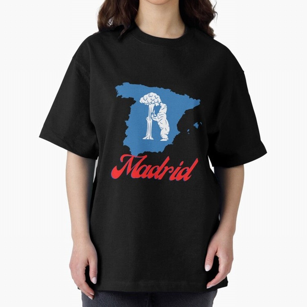 Madrid Bear Strawberry Tree Oversized T-Shirt Celebrate the Magic of FIFA World Cup 2026 USA Canada Mexico for Fans of Messi, Neymar and Mbappe and Argentina, Bringing Football Festival Excitement, Trophy Ambitions, Country Rivalries and Star