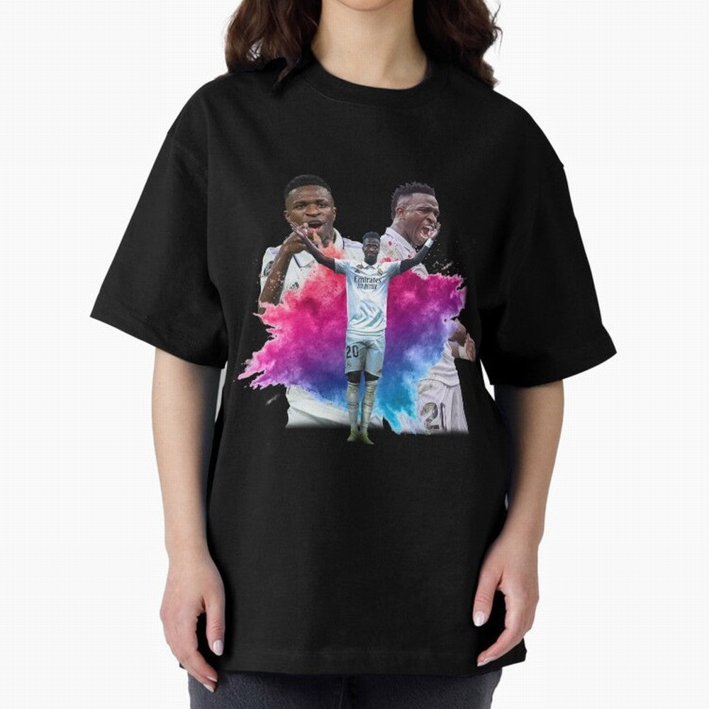 Fanart Vinicius Junior Merch Oversized T-Shirt Turn Football Passion into the FIFA World Cup 2026 USA Canada Mexico Journey through Haaland Highlights, England Pride, Game Day Rituals, Football Legends, Country Pride and the Road to the Final;