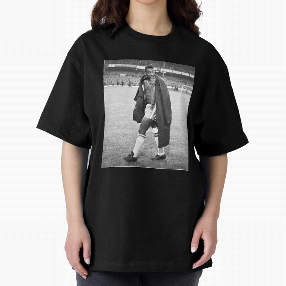 Pele Oversized T-Shirt Carry the Dream of Global Football Passion for FIFA World Cup 2026, Built around Messi, CR7 and Mbappe, Brazil, Championship Spirit, Famous Goals, Roaring Crowds and International Football Unity; Perfect for Fans, Collectors,