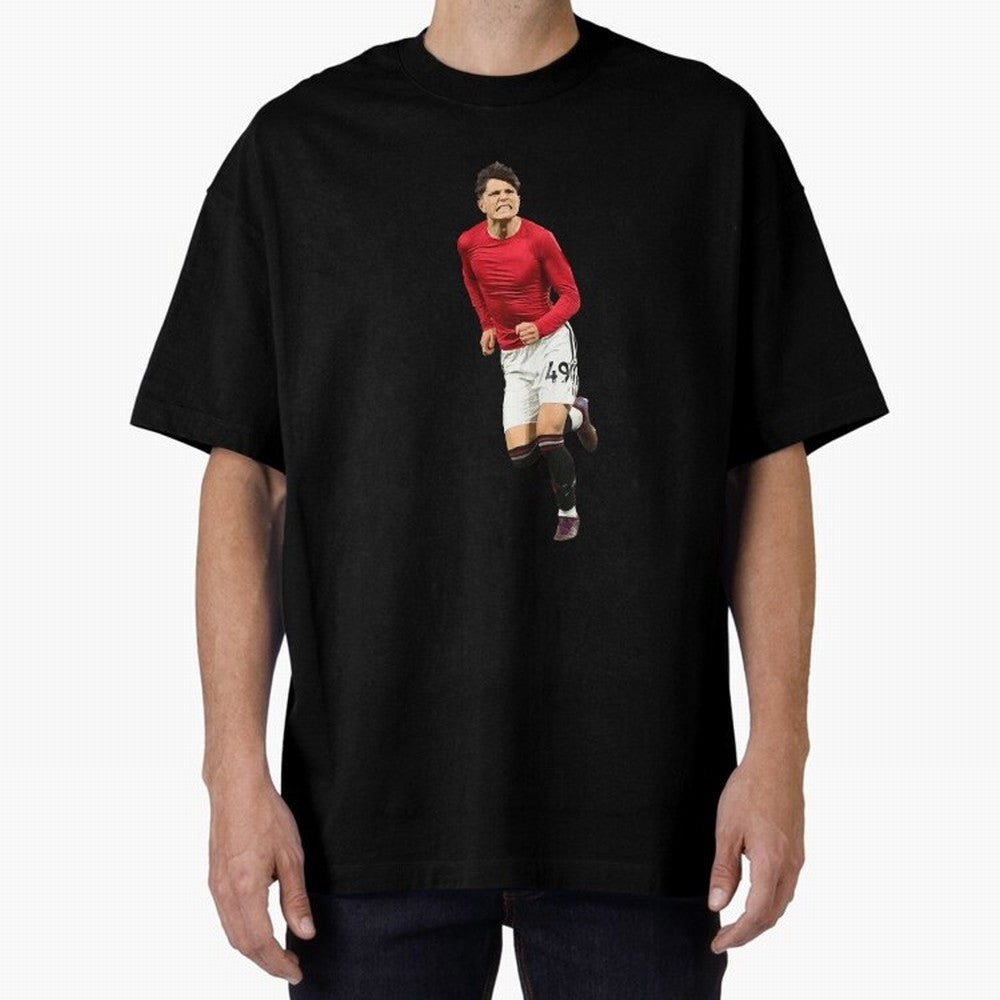 Alejandro Garnacho celebration Oversized T-Shirt Spotlight Global Football Passion for FIFA World Cup 2026 Group Stage, Featuring Haaland and Mbappe, Portugal, Spain and Germany, Football Passion, Legendary Performances, Festival Vibes and