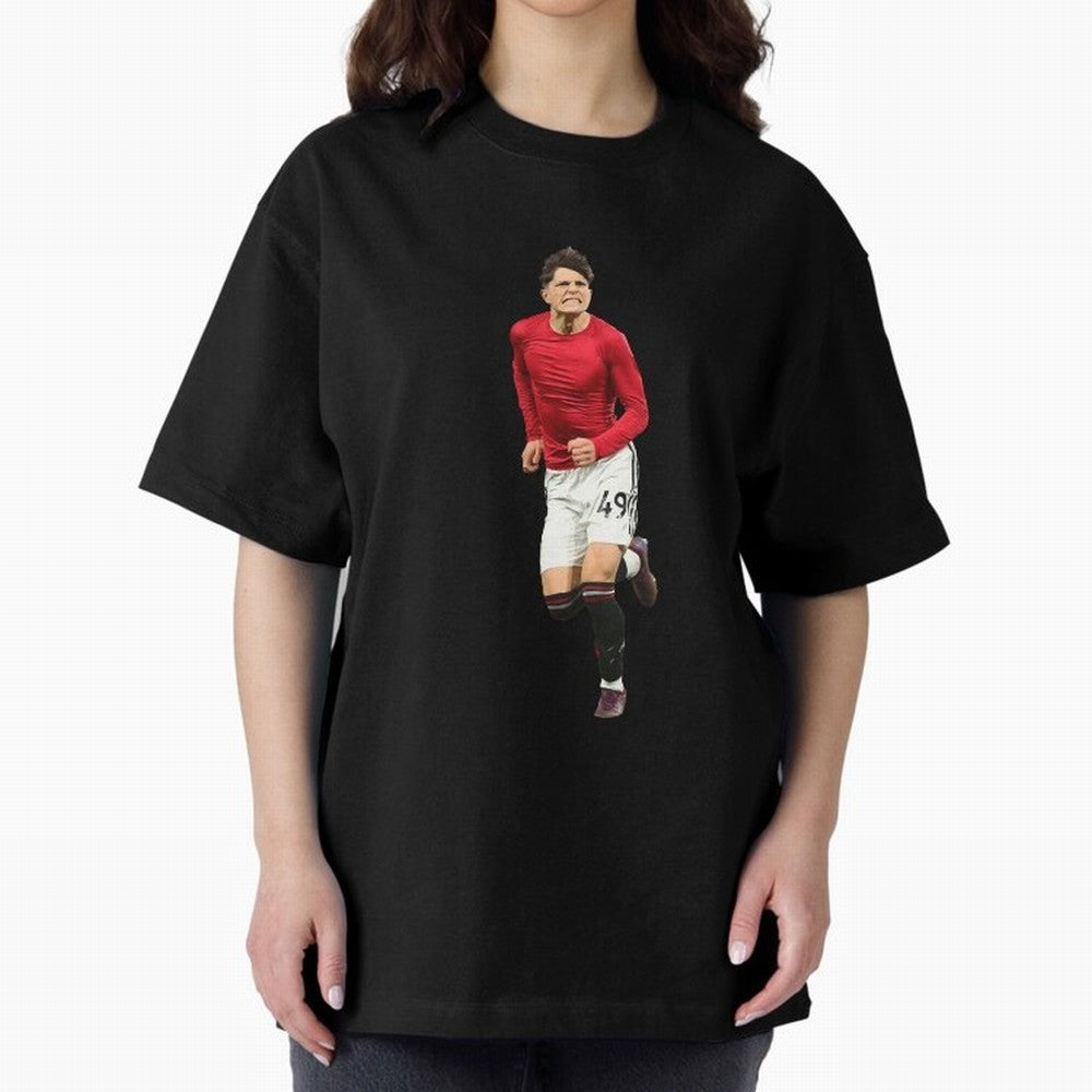 Alejandro Garnacho celebration Oversized T-Shirt Spotlight Global Football Passion for FIFA World Cup 2026 Group Stage, Featuring Haaland and Mbappe, Portugal, Spain and Germany, Football Passion, Legendary Performances, Festival Vibes and