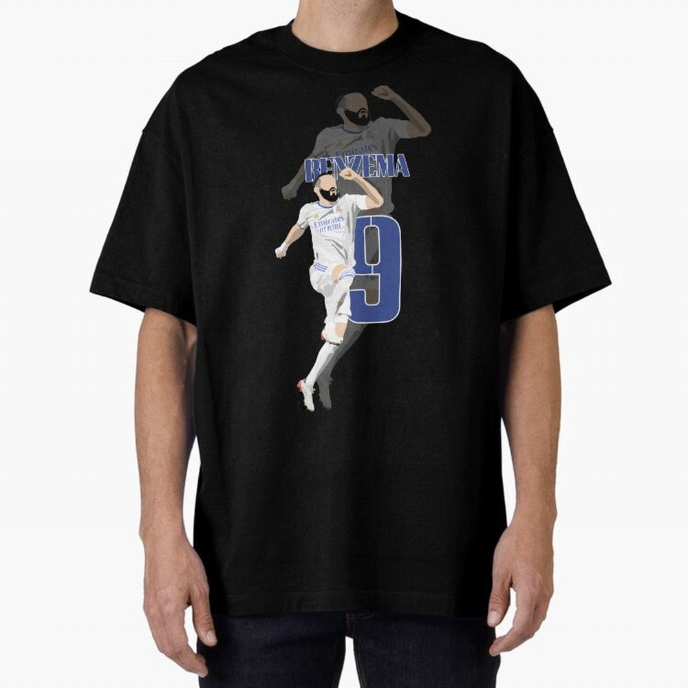 Karim Benzema 9 Oversized T-Shirt Celebrate Classic Football Spirit in FIFA World Cup 2026 USA Canada Mexico for Fans of CR7 and Messi and England, France and Netherlands, Bringing Stadium Chants, National Pride, Trophy Dreams and Unforgettable