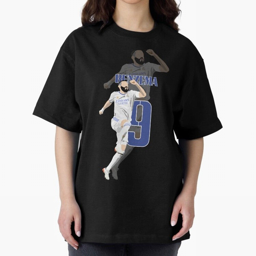 Karim Benzema 9 Oversized T-Shirt Celebrate Classic Football Spirit in FIFA World Cup 2026 USA Canada Mexico for Fans of CR7 and Messi and England, France and Netherlands, Bringing Stadium Chants, National Pride, Trophy Dreams and Unforgettable