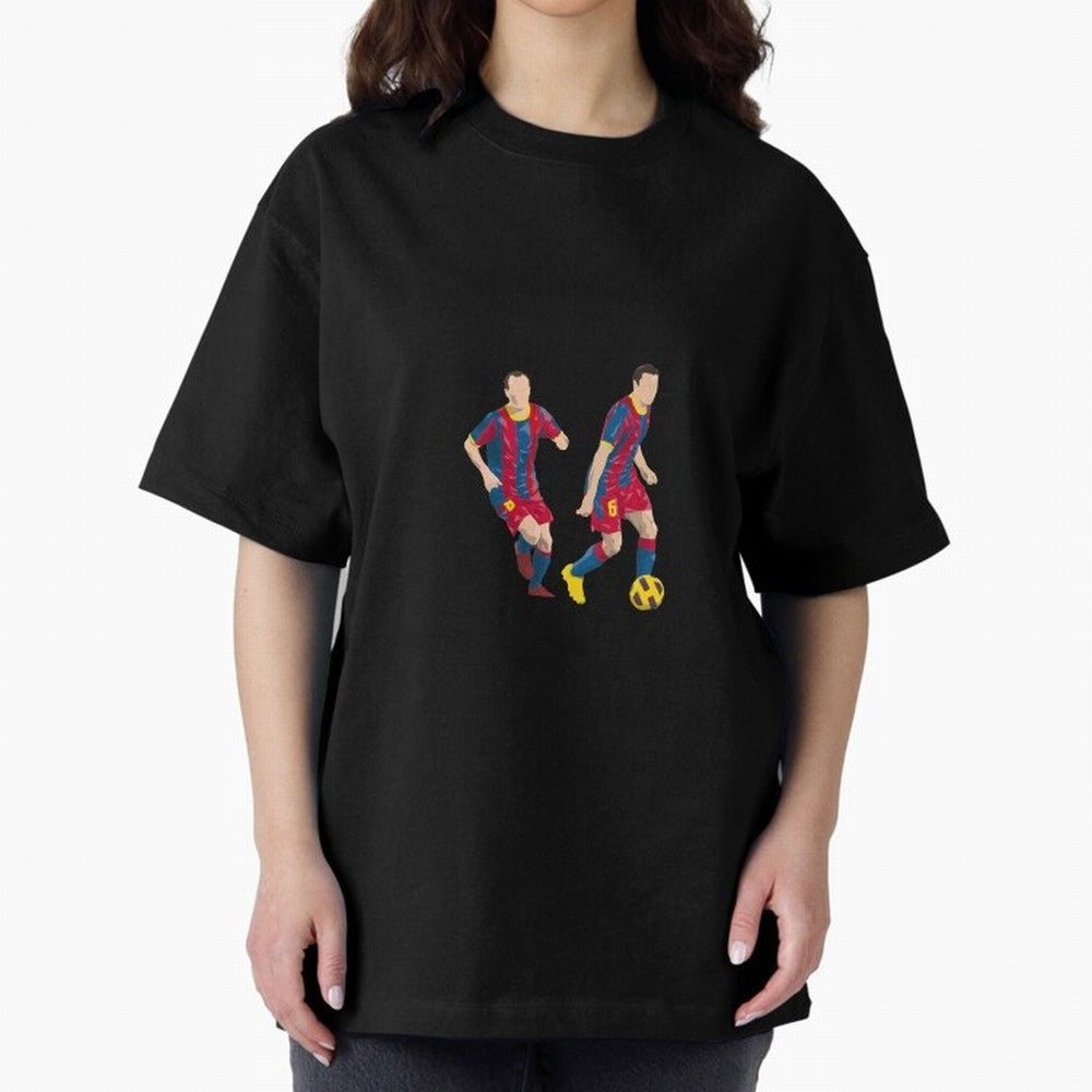 Andres Iniesta and Xavi Minimalist Oversized T-Shirt Make Your Look Match Global Football Passion for FIFA World Cup 2026, Featuring Neymar, Haaland and Cristiano Ronaldo, England, Vintage Soccer Flavor, Modern Football Stars, National Flags and