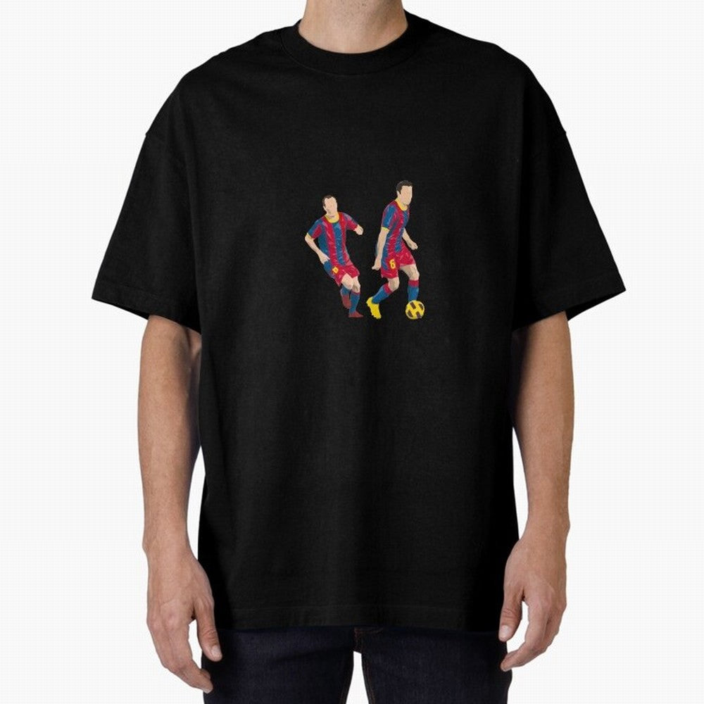 Andres Iniesta and Xavi Minimalist Oversized T-Shirt Make Your Look Match Global Football Passion for FIFA World Cup 2026, Featuring Neymar, Haaland and Cristiano Ronaldo, England, Vintage Soccer Flavor, Modern Football Stars, National Flags and
