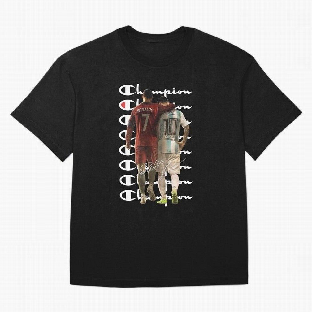 Ronaldos And Messis C-C-H-A-M-P-I-O-N-N Oversized T-Shirt Remember Global Football Passion for FIFA World Cup 2026 USA Canada Mexico, with Cristiano Ronaldo, Spain and Netherlands, Football Passion, Legendary Performances, Festival Vibes and