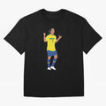 Ronaldinho. Brazil Football. Oversized T-Shirt Share the Excitement of FIFA World Cup 2026 USA Canada Mexico Spirit, Filled with Argentina, Mbappe and Neymar, Retro Football Energy, Iconic Rivalries, Trophy Chase Drama and Stadium Atmosphere; Ideal