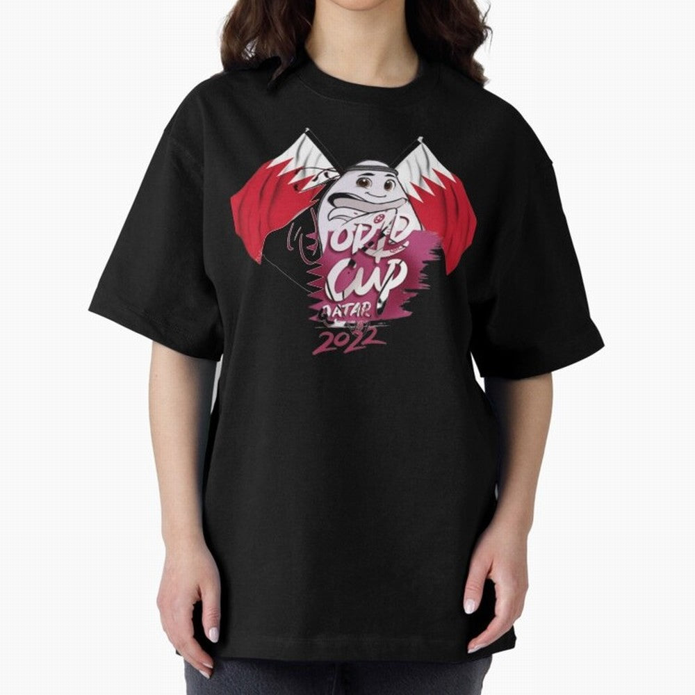 qatar mascot Oversized T-Shirt Make the Season About Global Football Passion for FIFA World Cup 2026, Filled with Messi and Cristiano Ronaldo, Argentina, France and Brazil, Football Festival Excitement, Trophy Ambitions, Country Rivalries and Star