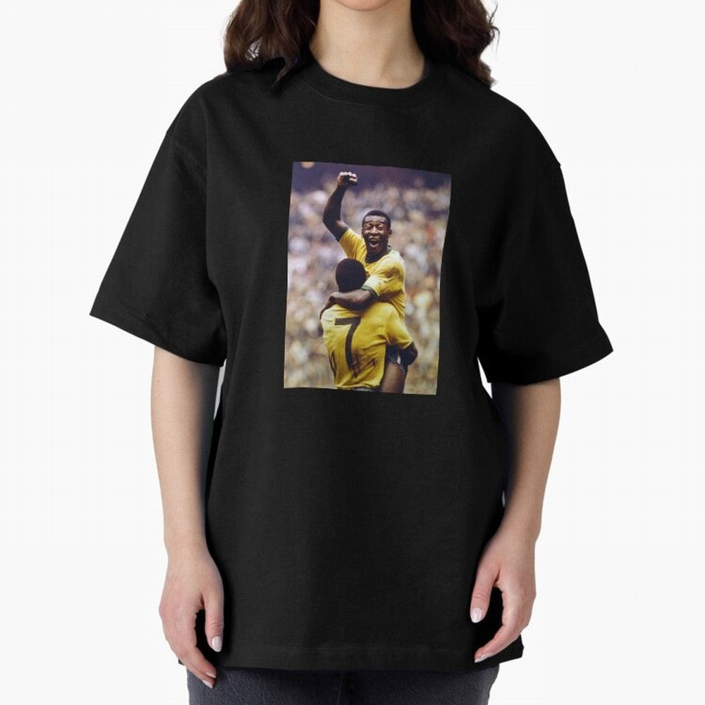 Pel¨¦'s Brilliance: Vintage 1970 World Cup Hero Print Oversized T-Shirt Celebrate Global Passion for the FIFA World Cup 2026 Group Stage Journey through CR7 and Messi Highlights, France and Portugal Pride, Supporter Pride, Iconic Celebrations,