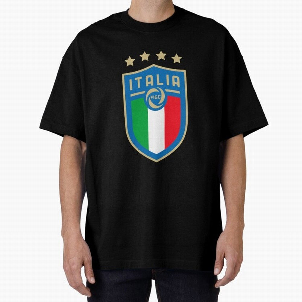 Italy Emblem Oversized T-Shirt Relive FIFA World Cup 2026 USA Canada Mexico Featuring Mbappe, France and Portugal Energy, Football Festival Excitement, Trophy Ambitions, Country Rivalries and Star Player Buzz; Perfect for Supporters Who Want Bold