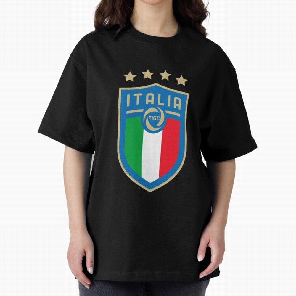 Italy Emblem Oversized T-Shirt Relive FIFA World Cup 2026 USA Canada Mexico Featuring Mbappe, France and Portugal Energy, Football Festival Excitement, Trophy Ambitions, Country Rivalries and Star Player Buzz; Perfect for Supporters Who Want Bold