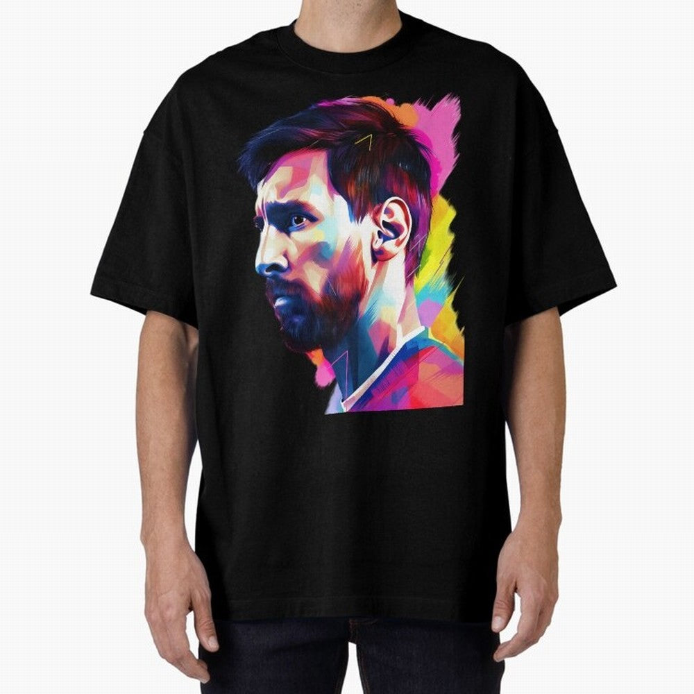 GOAT Messi - illustration Oversized T-Shirt Support the FIFA World Cup 2026 Group Stage Journey through CR7 and Messi Highlights, Spain Pride, Championship Spirit, Famous Goals, Roaring Crowds and International Football Unity; Ideal for Fans Who