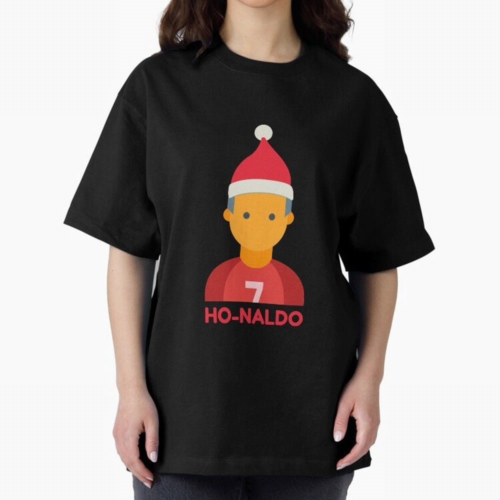HO-NALDO - Funny Ronaldo Christmas Oversized T-Shirt Show Passion for the Stars of the FIFA World Cup 2026 Journey through Messi, CR7 and Mbappe Highlights, England Pride, Soccer Culture, Superstar Moments, National Team Dreams and Competitive