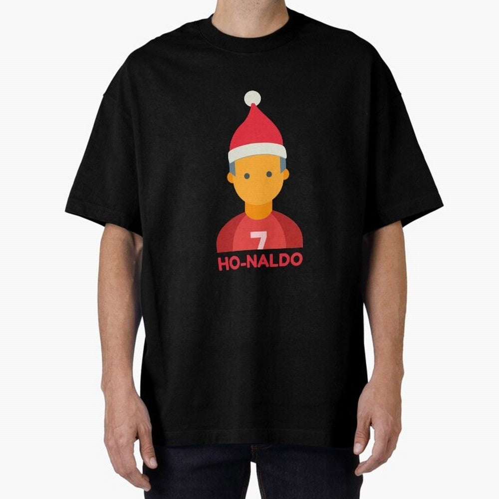 HO-NALDO - Funny Ronaldo Christmas Oversized T-Shirt Show Passion for the Stars of the FIFA World Cup 2026 Journey through Messi, CR7 and Mbappe Highlights, England Pride, Soccer Culture, Superstar Moments, National Team Dreams and Competitive