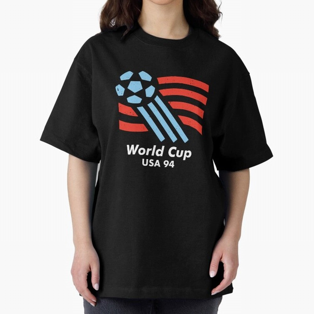 World Cup USA 94 Oversized T-Shirt Feel the Trophy Chase of Match Day Hype around FIFA World Cup 2026 Group Stage, Messi, Neymar and Mbappe, Spain, Championship Spirit, Famous Goals, Roaring Crowds and International Football Unity; Ideal for Fans