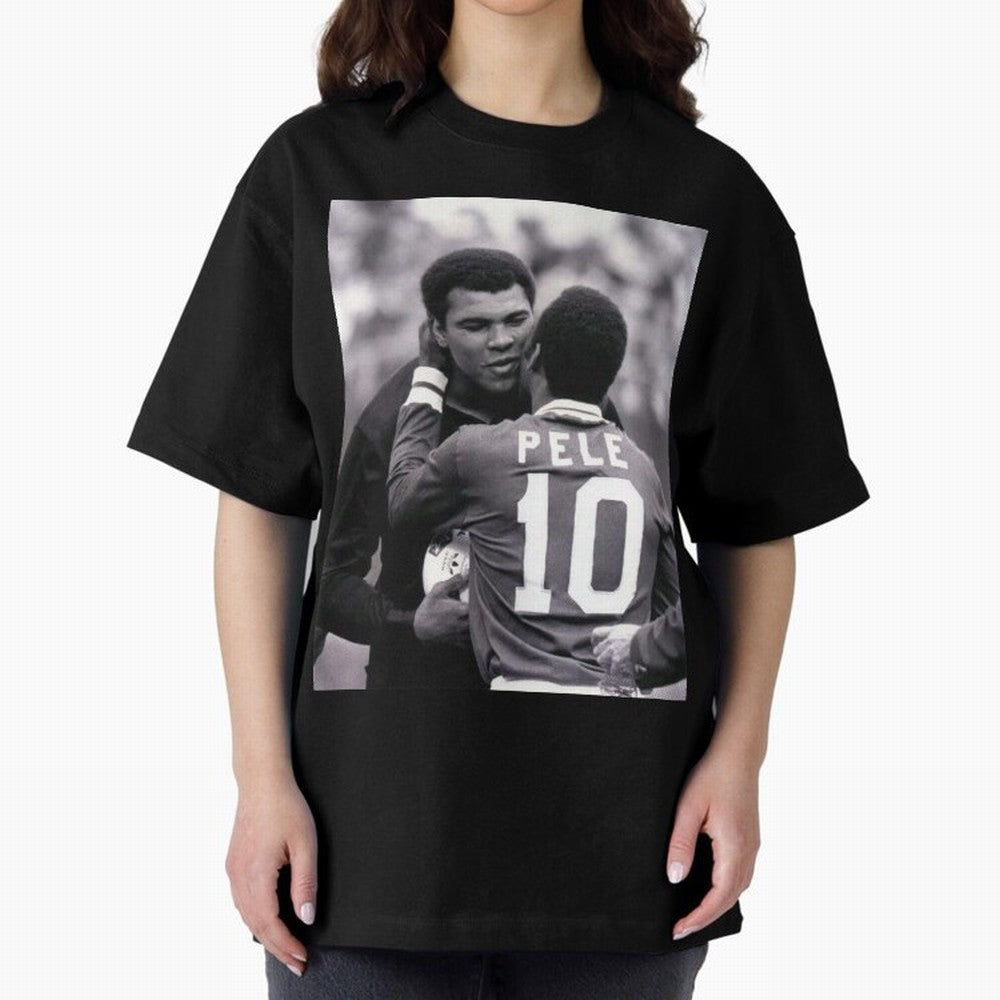 The Boxing Legend Meet The Football Legend Poster Oversized T-Shirt Showcase FIFA World Cup 2026 USA Canada Mexico for Fans of Neymar and Spain, Bringing Championship Spirit, Famous Goals, Roaring Crowds and International Football Unity; Created