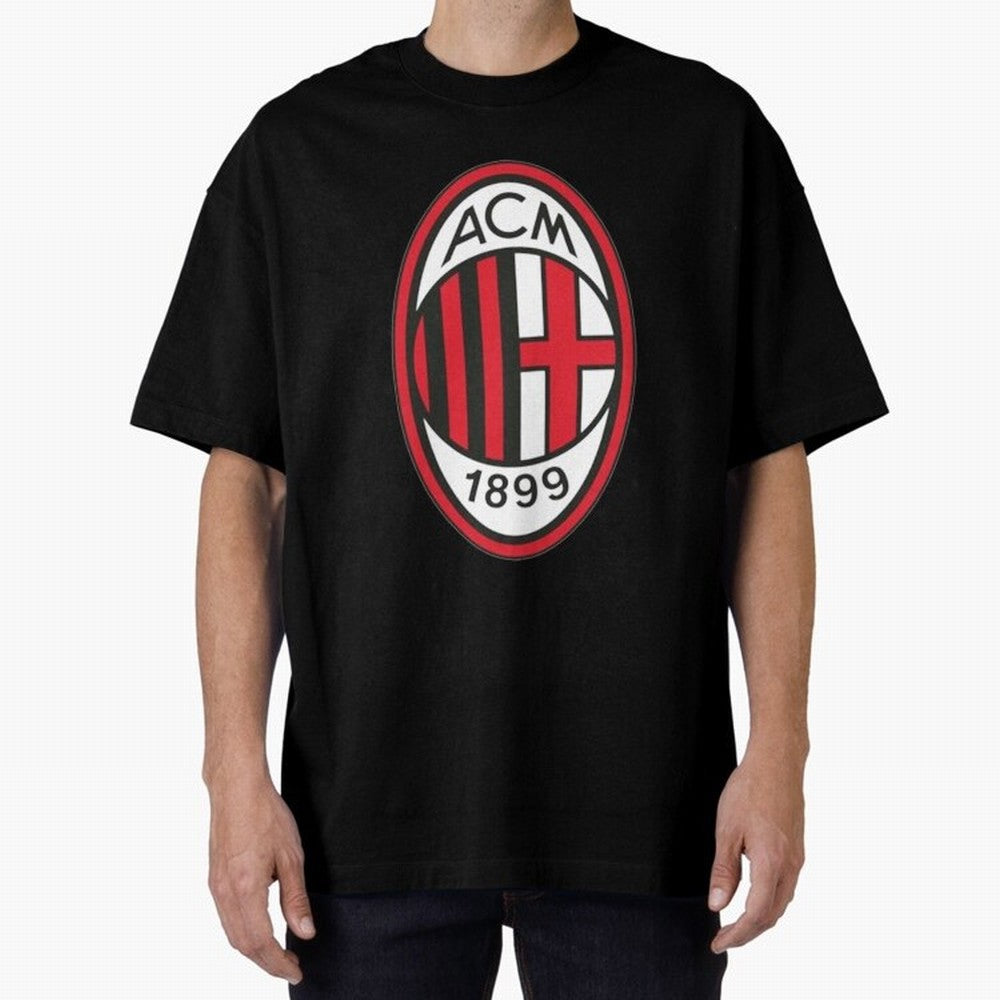 milan black n red Oversized T-Shirt Honor the Beautiful Game during FIFA World Cup 2026 USA Canada Mexico for Fans of Messi and Cristiano Ronaldo and Spain, Bringing Vintage Soccer Flavor, Modern Football Stars, National Flags and Final Night