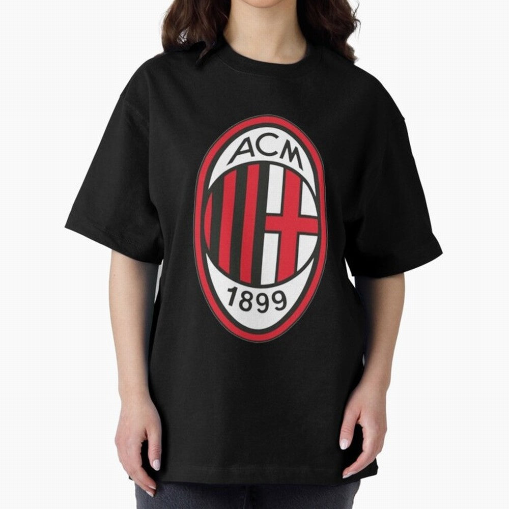 milan black n red Oversized T-Shirt Honor the Beautiful Game during FIFA World Cup 2026 USA Canada Mexico for Fans of Messi and Cristiano Ronaldo and Spain, Bringing Vintage Soccer Flavor, Modern Football Stars, National Flags and Final Night
