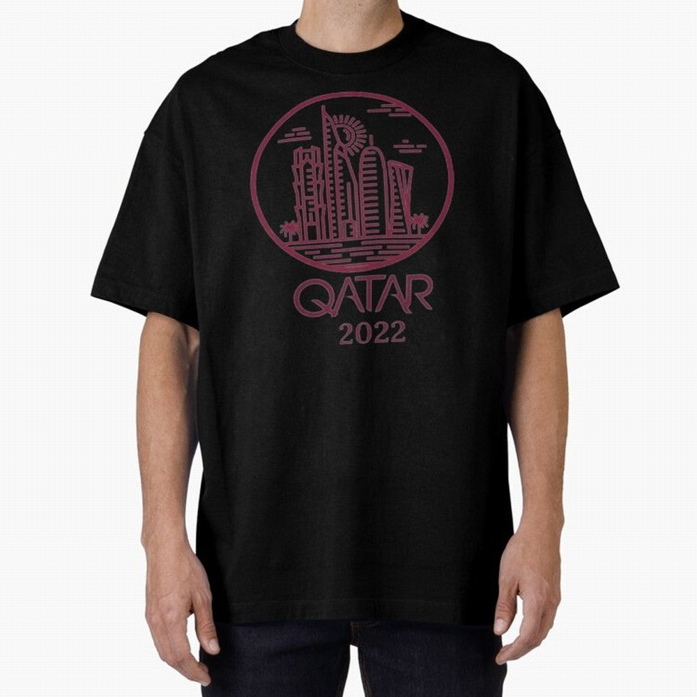 Qatar Welcome Oversized T-Shirt Bring World Football Passion into Global Football Passion for FIFA World Cup 2026 USA Canada Mexico, Centered on Mbappe and Neymar, Argentina, France and Brazil, Goal Celebration Energy, Supporter Heritage, Football