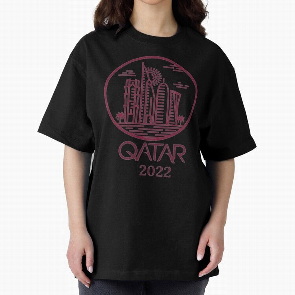 Qatar Welcome Oversized T-Shirt Bring World Football Passion into Global Football Passion for FIFA World Cup 2026 USA Canada Mexico, Centered on Mbappe and Neymar, Argentina, France and Brazil, Goal Celebration Energy, Supporter Heritage, Football