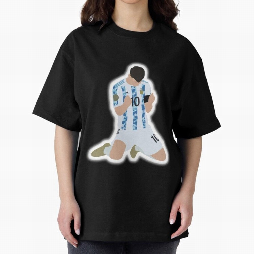 Messi Art Illustration Essential T-Shirt Show Up for the Glory of Global Football Passion for FIFA World Cup 2026 USA Canada Mexico, Driven by Neymar, Haaland and Cristiano Ronaldo, England and Germany, Football History, Final Match Energy, Crowd