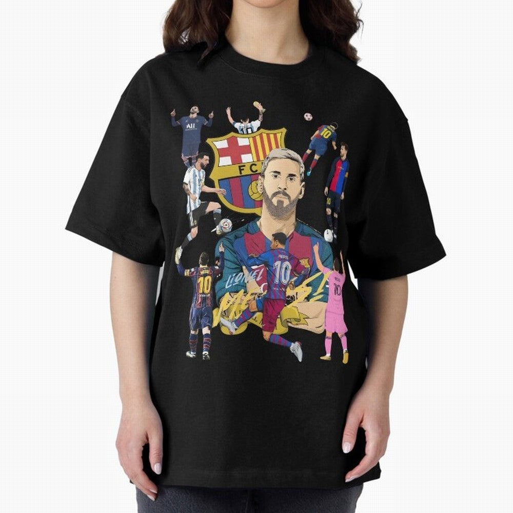 MESSI10 Oversized T-Shirt Elevate Global Football Passion for FIFA World Cup 2026 Group Stage, Featuring Messi, CR7 and Mbappe, England, Match Day Excitement, Supporter Culture, Golden Goals and Global Football Passion; Perfect for People Who Love