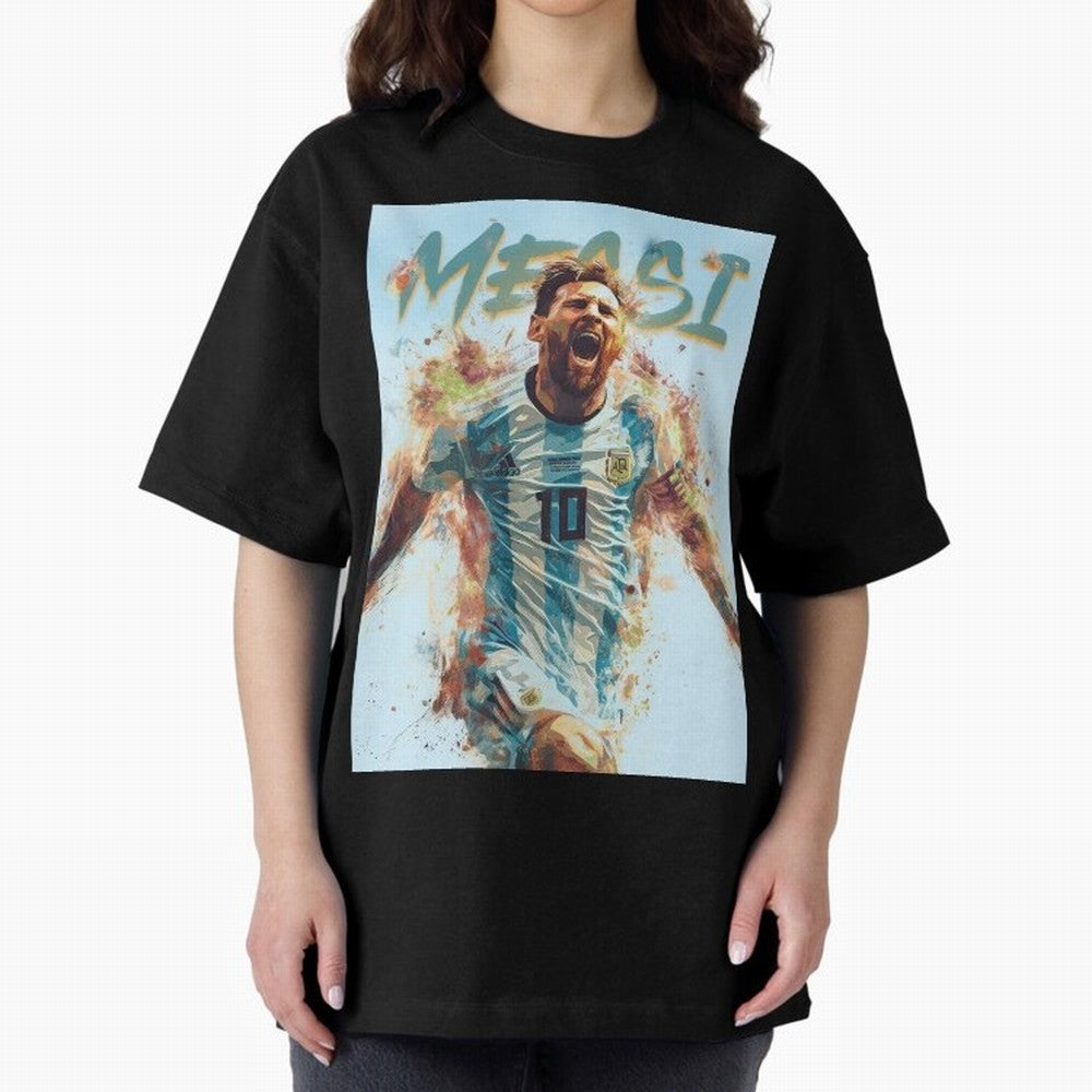 The Messiah Oversized T-Shirt Capture FIFA World Cup 2026 for Fans of Neymar and Argentina and Brazil, Bringing Worldwide Fan Energy, Dramatic Goals, Stadium Lights and Championship Celebrations; Perfect for Supporters Who Want Bold Football
