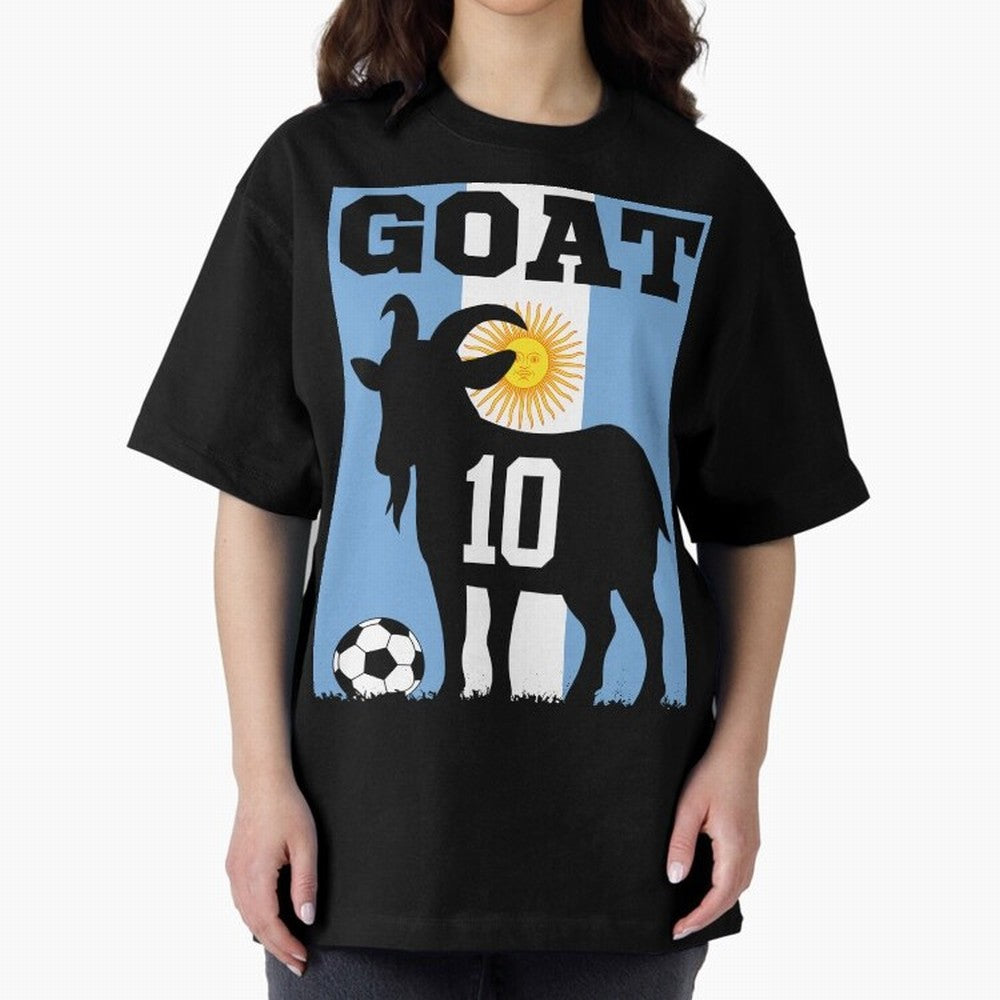 Argentina World Cup 2026 The Goat 10 Oversized T-Shirt Represent FIFA World Cup 2026 USA Canada Mexico Featuring Messi, Portugal Energy, Retro Football Energy, Iconic Rivalries, Trophy Chase Drama and Stadium Atmosphere; Perfect for Fans,