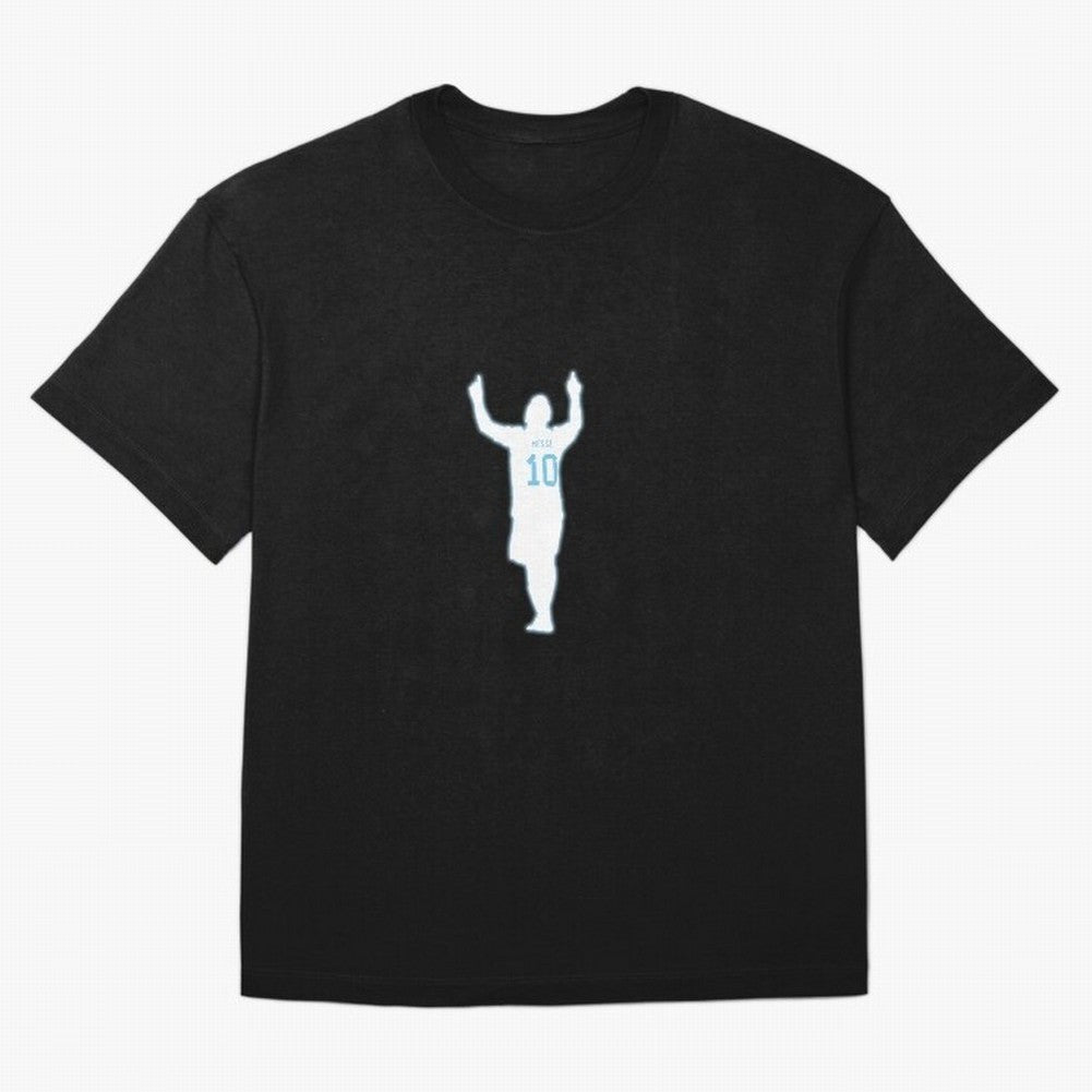 Lionel Messi Iconic Celebration Pose - Argentina Colors Classic T-Shirt Bring a Champion Mindset to FIFA World Cup 2026 USA Canada Mexico for Fans of Mbappe and Portugal, Spain and Germany, Bringing Global Supporter Spirit, Legendary Goals,