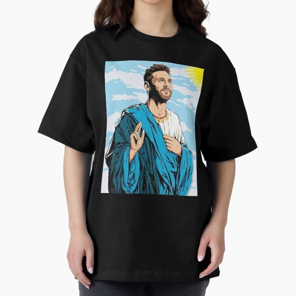 messi god Oversized T-Shirt Remember Iconic Moments from FIFA World Cup 2026 Group Stage Driven by Messi, CR7 and Mbappe, Argentina, France and Brazil Energy, Worldwide Fan Energy, Dramatic Goals, Stadium Lights and Championship Celebrations; Ideal