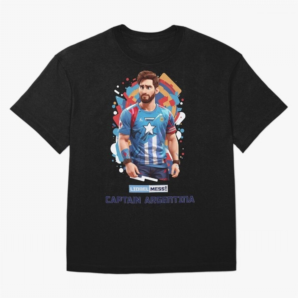 Lionel Messi Captain Argentina Oversized T-Shirt Celebrate Global Passion for FIFA World Cup 2026 USA Canada Mexico for Fans of Mbappe and Neymar and Portugal, Bringing Football Festival Excitement, Trophy Ambitions, Country Rivalries and Star