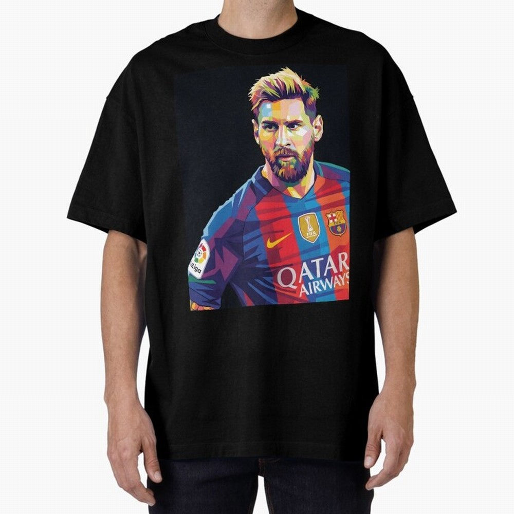 Messi Wpap Oversized T-Shirt Follow the Road to FIFA World Cup 2026 USA Canada Mexico with Messi, Neymar and Mbappe, England and Germany Energy, Championship Spirit, Famous Goals, Roaring Crowds and International Football Unity; Built for