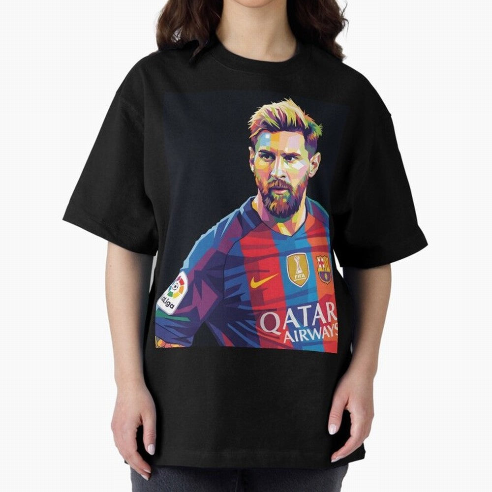 Messi Wpap Oversized T-Shirt Follow the Road to FIFA World Cup 2026 USA Canada Mexico with Messi, Neymar and Mbappe, England and Germany Energy, Championship Spirit, Famous Goals, Roaring Crowds and International Football Unity; Built for