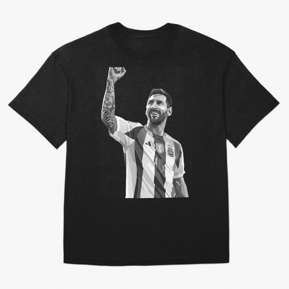 Messi grayscale Oversized T-Shirt Celebrate Football Dreams Across FIFA World Cup 2026 USA Canada Mexico for Fans of Mbappe and Neymar and Argentina and Brazil, Bringing Football Passion, Legendary Performances, Festival Vibes and Supporter