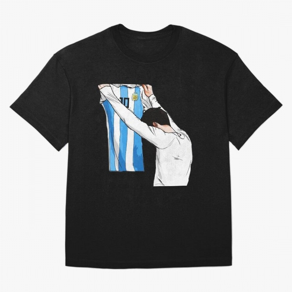 Lionel Messi holding his shirt, Argentina copa america Classic T-Shirt Bring Retro Soccer Energy to Global Football Passion for FIFA World Cup 2026 USA Canada Mexico, Centered on CR7, Brazil, Championship Spirit, Famous Goals, Roaring Crowds and