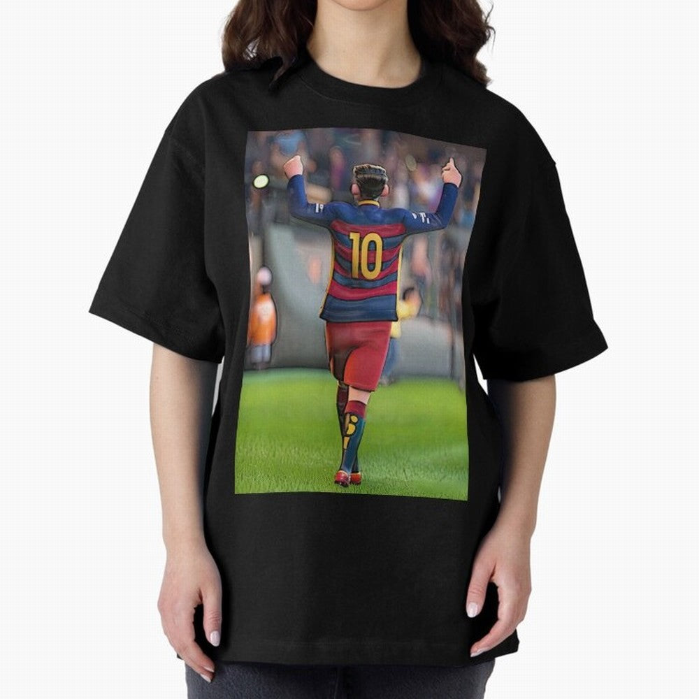Lionel Messi (2) caricature Oversized T-Shirt Capture the FIFA World Cup 2026 Journey through Messi, CR7 and Mbappe Highlights, Brazil Pride, Retro Football Energy, Iconic Rivalries, Trophy Chase Drama and Stadium Atmosphere; Made for Collectors