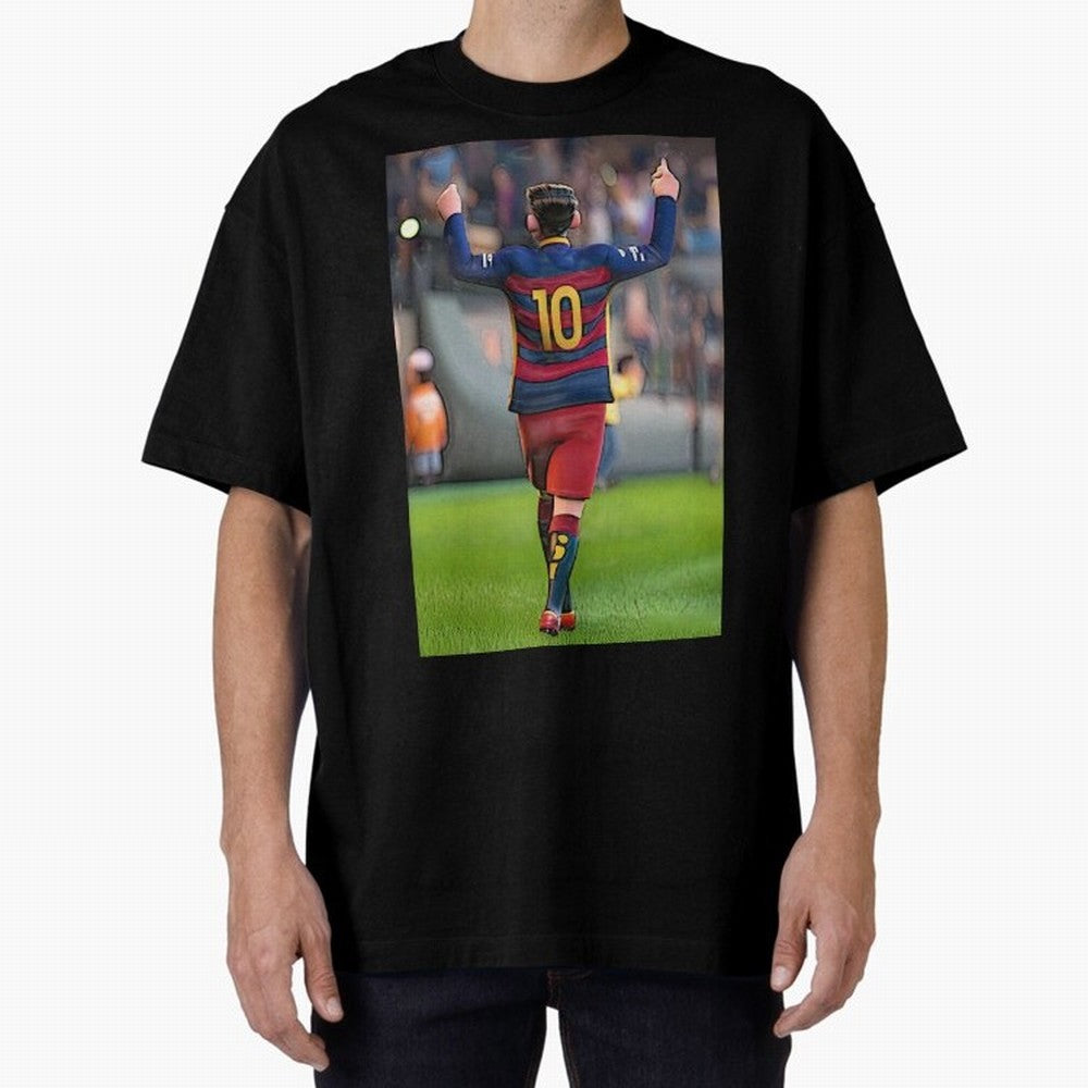 Lionel Messi (2) caricature Oversized T-Shirt Capture the FIFA World Cup 2026 Journey through Messi, CR7 and Mbappe Highlights, Brazil Pride, Retro Football Energy, Iconic Rivalries, Trophy Chase Drama and Stadium Atmosphere; Made for Collectors