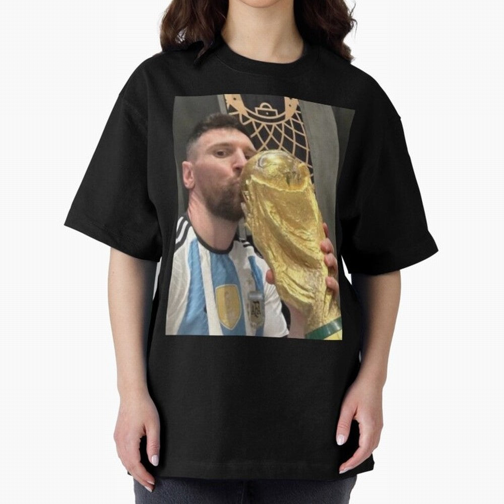 lionel Messi Oversized T-Shirt Mark FIFA World Cup 2026 USA Canada Mexico with Mbappe, Brazil Energy, Sports Nostalgia, International Competition, Famous Players and Unforgettable Victories; Great for Watch Parties, Sports Bars, Family Nights, Fan