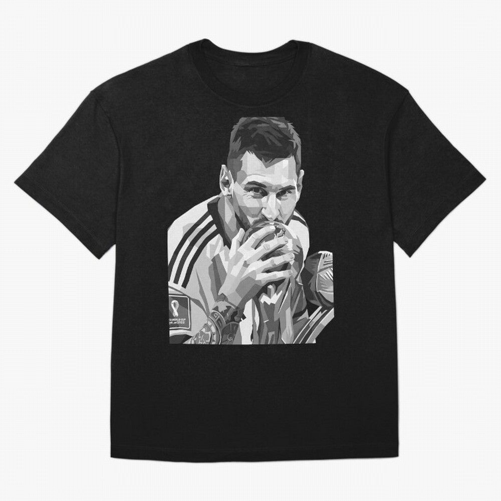 Messi grayscale Oversized T-Shirt Carry the Colors and Pride of FIFA World Cup 2026 USA Canada Mexico Inspired by Messi and Cristiano Ronaldo, Portugal Energy, Vintage Soccer Flavor, Modern Football Stars, National Flags and Final Night Emotion;