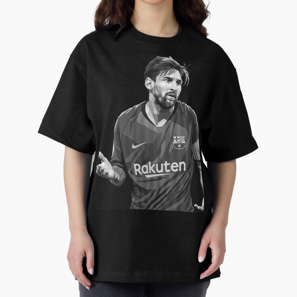 Messi grayscale Oversized T-Shirt Embrace FIFA World Cup 2026 Group Stage Spirit, Highlighting France, Cristiano Ronaldo, Worldwide Fan Energy, Dramatic Goals, Stadium Lights and Championship Celebrations; Perfect for Supporters Who Want Bold
