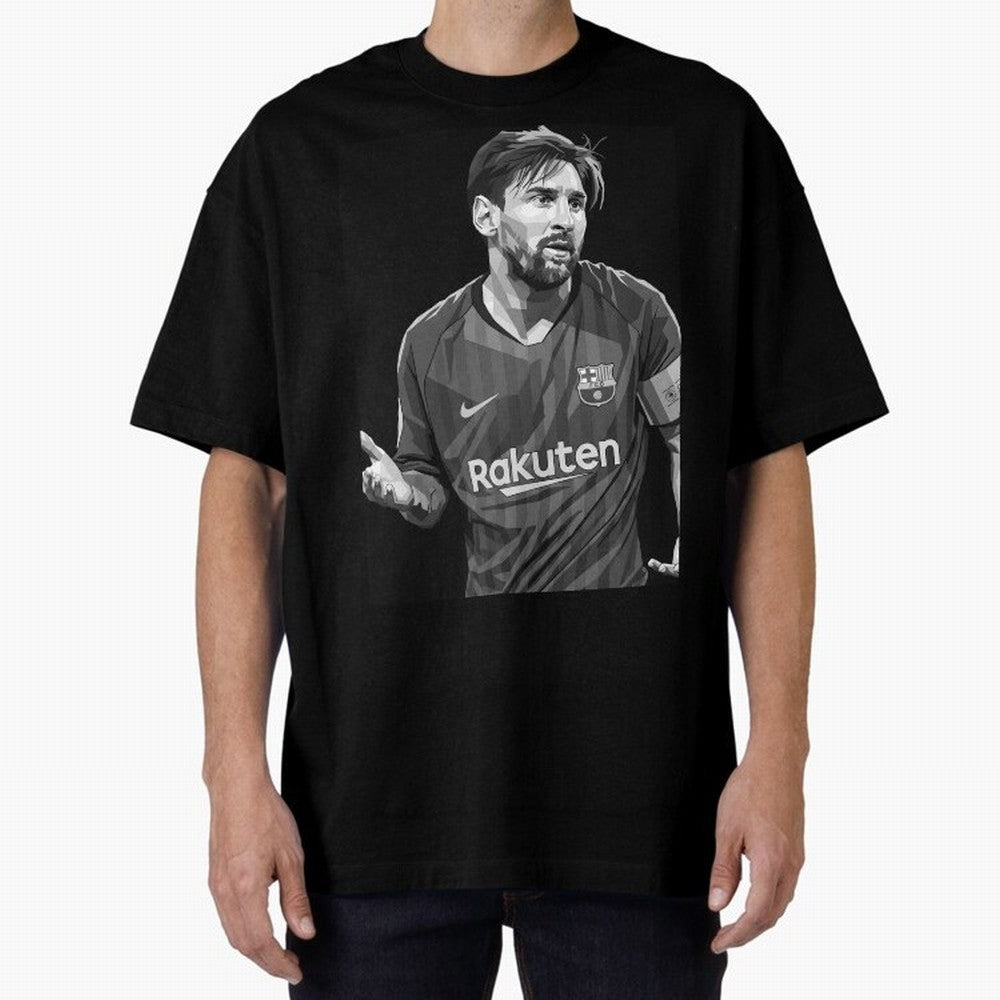 Messi grayscale Oversized T-Shirt Embrace FIFA World Cup 2026 Group Stage Spirit, Highlighting France, Cristiano Ronaldo, Worldwide Fan Energy, Dramatic Goals, Stadium Lights and Championship Celebrations; Perfect for Supporters Who Want Bold
