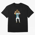 Cartoon Illustration Messi vs Netherlands World Cup Qatar 2022 Classic T-Shirt Celebrate FIFA World Cup 2026 USA Canada Mexico for Fans of Mbappe and Neymar and France and Portugal, Bringing Football Passion, Legendary Performances, Festival Vibes