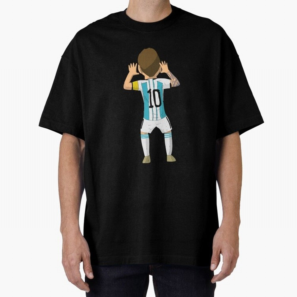 Cartoon Illustration Messi vs Netherlands World Cup Qatar 2022 Classic T-Shirt Celebrate FIFA World Cup 2026 USA Canada Mexico for Fans of Mbappe and Neymar and France and Portugal, Bringing Football Passion, Legendary Performances, Festival Vibes
