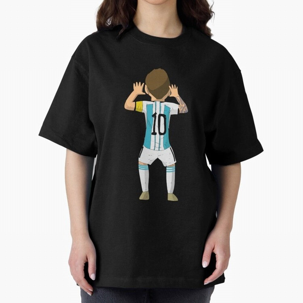 Cartoon Illustration Messi vs Netherlands World Cup Qatar 2022 Classic T-Shirt Celebrate FIFA World Cup 2026 USA Canada Mexico for Fans of Mbappe and Neymar and France and Portugal, Bringing Football Passion, Legendary Performances, Festival Vibes